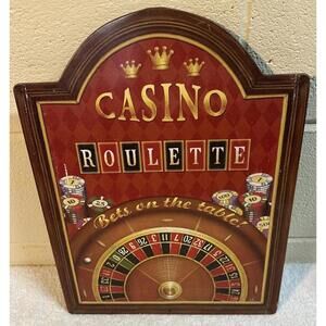 TIN Metal Sign Casino Roulette Decor Wall Art 12”x16” Home game room or bar